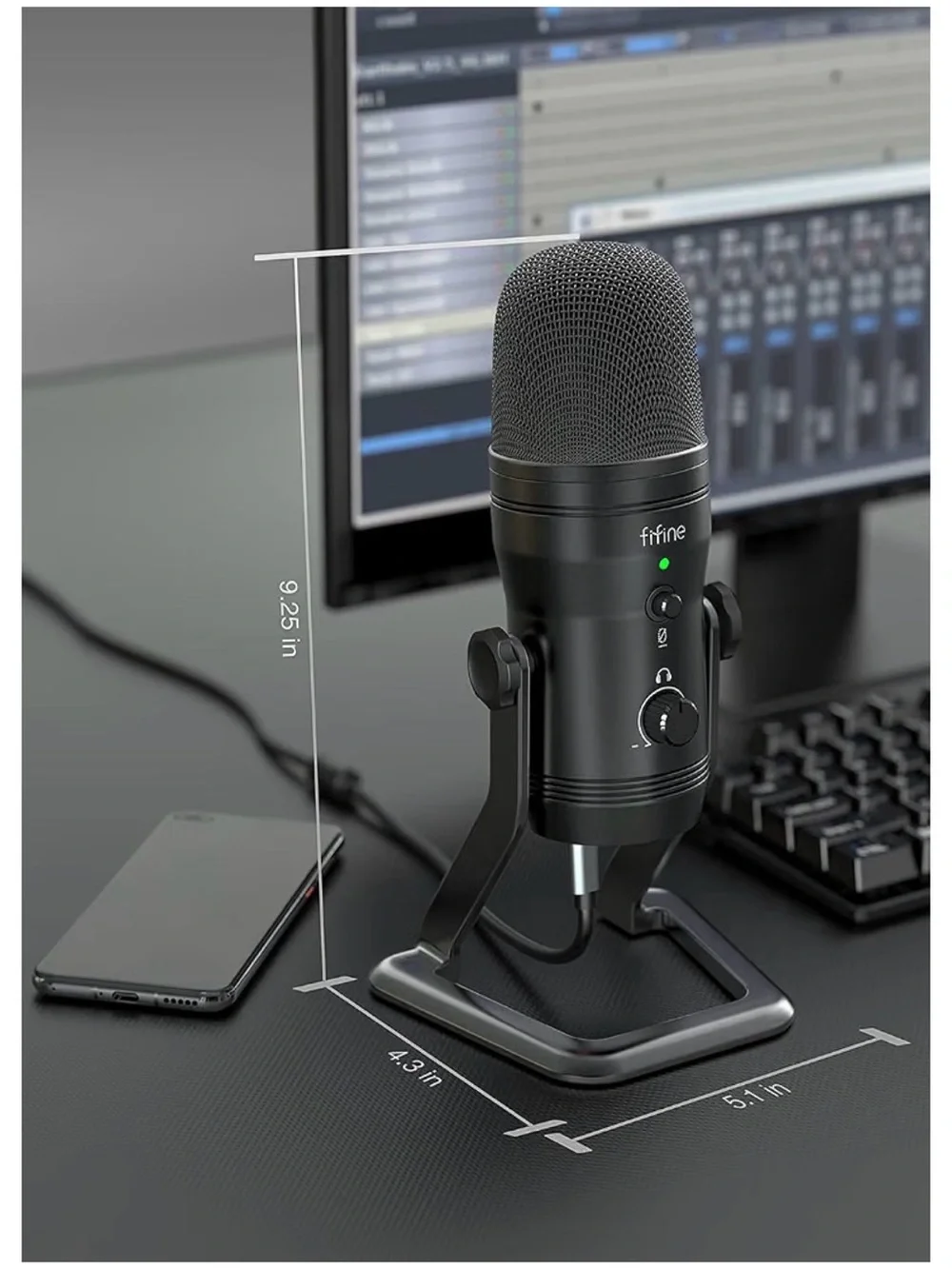 FIFINE K690 USB Desktop Microphone Black